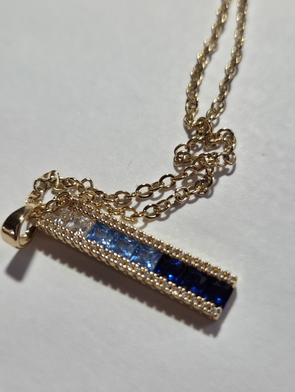 Vince Camuto Gold-Tone Blue Gradient Crystal Bar Necklace